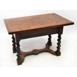 A 19th century Dutch marquetry inlaid side table, the top depicting a vase of flowers with a