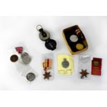 Various medals and commemorative coins to include a WWI Victory Medal for 41958 Pte H. Hannon York