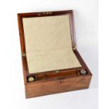 A 19th century mahogany writing slope with side drawer, 15 x 35 x 25cm.