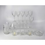 A set of six crystal wine glasses with a further crystal jug from the same maker, two Rosenthal