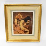 † JOHN MCCOMBS F.R.S.A. (born 1943); oil on board, two seated females, initialled and dated '75