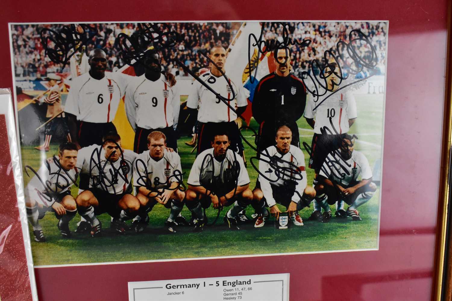 2001 ENGLAND FOOTBALL TEAM; signed team photograph at world cup qualifier between Germany and - Image 4 of 4