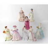 COALPORT; eight figures of ladies comprising, 'Mrs Fitzherbert', 'Marie Antoinette', 'Lady