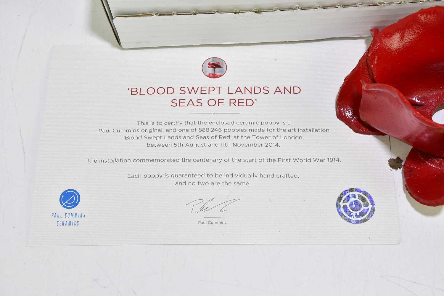 PAUL CUMMINS; a limited edition ceramic poppy, 'Blood, Sweat, Lands and Seas of Red', one of the - Image 2 of 2