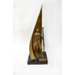 † ARTHUR DOOLEY (1929-1994); a rare bronze sculpture, with bronze plaque 'Downhill Racer British