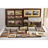 Twenty framed steam and diesel locomotive themed photographs and prints, various sizes.