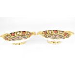 ROYAL CROWN DERBY; two Imari 1128 pattern twin-handled dishes, 4 x 16cm (2).Condition Report: One