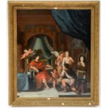 UNATTRIBUTED; a 19th century Continental school oil on canvas, Classical interior scene with