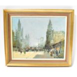 GEORGE THOMPSON (British, 20th century); oil on canvas, busy London street scene, signed, 39 x 49cm,