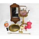 Various mixed collectibles to include a brass metal trivet, a small Victorian copper kettle, a