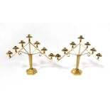 A pair of seven light candlesticks on hexagonal tapering stems and domed feet, height 46.5cm.