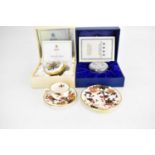 A Halcyon Days enamel 25th Silver Wedding Anniversary lidded pillbox with certificate booklet,