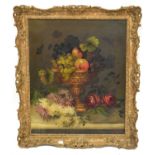 EDWIN STEELE (1861-1933); oil on canvas, still life of fruit and flowers, signed and dated 1898