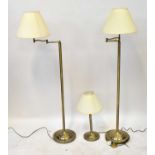 Two modern standard lamps with lamp fitting on extending right-angled arm, height 140cm, together