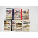 Sixteen photograph albums, each containing images of locomotives, some in engine yards, some at