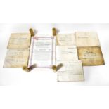 Seven 19th century vellum indentures to include a United Crude Oil Producers and Refineries first