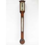 A 19th century Nugent Wells, Newport Standard stick barometer, height 95cm, with thermometer.