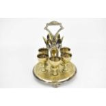 Mixed collectibles to include a set of six silver plated egg cups and spoons on stand, a glass and