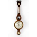 A late 19th century line inlaid mahogany five dial barometer.