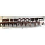 Ten various chairs comprising four Victorian mahogany salon side chairs with leatherette upholstered