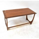 G-PLAN; a c.1970s teak D-end coffee table, 51 x 98 x 50cm.