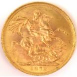 A Victorian full sovereign 1872, George and Dragon, London Mint.