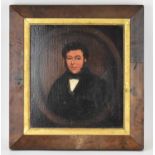 A 19th century oil on board, portrait of a gentleman, unsigned, 17.5 x 15.5cm, framed.Condition