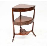 An Edwardian mahogany corner wash stand with double fold-up top, faux front drawers, height when