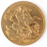 A George V full sovereign 1911, George and Dragon, London Mint.