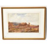 ALBERT POLLITT (1856-1926); watercolour, rural landscape with figure leading sheep, signed, 28 x