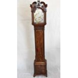 A Liverpool-style longcase clock of small proportions, the silvered face with brass chapter ring set