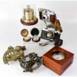 A group of scientific instruments including several modern examples, also a cased pocket