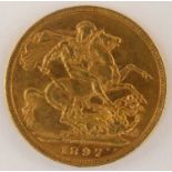 A Victorian full sovereign 1897, old head, George and Dragon, Melbourne Mint.