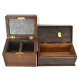 A 19th century inlaid mahogany square tea caddy with two-section interior, 13 x 17 x 12cm,