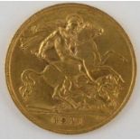 A George V half sovereign 1911, George and Dragon, London Mint.