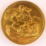 A George V full sovereign 1914, George and Dragon, London Mint.Condition Report: This was possibly