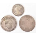 Two silver half crowns, one William & Mary 1689, first bust and first shield and a William III 1698,