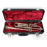 YAMAHA; a nickel silvered cased trumpet inscribed 'YTR1320S/304600', length excluding mouthpiece