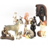 Various mixed collectible porcelain animal figures to include Coopercraft schnauzer, Coopercraft