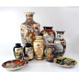 A large collection of mainly Japanese and some Chinese wares, including Satsuma, Famille Jaune