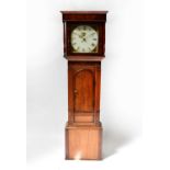 A 19th century thirty-hour oak longcase clock, the painted floral dial set with Roman numerals,