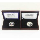 NUMISPROOF; two Queen Elizabeth II commemorative silver coins with coloured portraits, comprising '