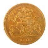 An Edward VII 1904 half sovereign, George & Dragon, London Mint.