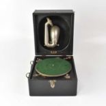 DECCA; an early 20th century trench type gramophone with 'bowl-in-lid' amplification.