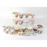 A collection of moustache cups including Sunderland Lustre glazed examples, Coalport, etc (20).