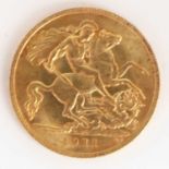 A George V half sovereign 1911, George and Dragon, London Mint.Condition Report: - Very good