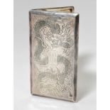 A Chinese silver cigarette case engraved with a dragon, stamped '90% Silver', 15 x 8.5cm, approx.