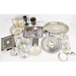 Various items of mixed silver plate to include trays, vases, baskets, photograph frames, etc.