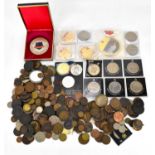 Various mixed coinage, mostly UK pre-decimal, including silver, half-silver, copper, brass and