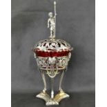 ELKINGTON & CO; a 19th century Neo-Classical plated sweetmeat table stand with pierced scroll lid